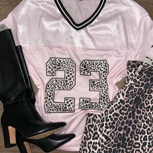 Pink + Black Leopard Print Jersey Top 🩷🐆